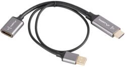 Lanberg HDMI 2.0 DisplayPort 1.2/1.2a Átalakító Fekete-Ezüst 20cm AD-HD-DP-02 (AD-HD-DP-02)