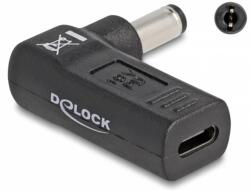 Delock Laptop töltőkábel adapter USB Type-C anya - 5.5 x 2.1 mm apa 90° fokban hajlított (60010)