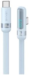 USAMS adatkábel Type-C - Type-C 100W 90° LED 120cm világoskék US-SJ653 SJ653USB03 (SJ653USB03)