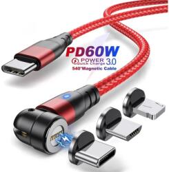 BlackBird USB 2.0 Type C Lightning + Micro USB + USB Type C Átalakító Piros 1m BH1412 (BH1412)