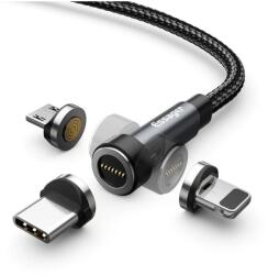 Essager Victron mágneses USB-A - USB-C/Lightning kábel 3A 1m (6972336339663)