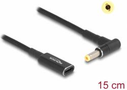 Delock Laptop töltőkábel adapterkábel USB Type-C anya - HP 4.8 x 1.7 mm apa 90° fokban hajlított 15 cm (60033)
