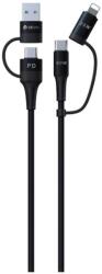 DEVIA EXTREME adatkábel 4in1 Type-C/USB - lightning/Type-C, cipőfűző, FEKETE (EC504)