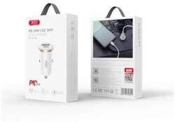 XO CC56 Autós töltő 1xUSB 1xUSB-C 30W fehér (CC56 + TYPE-C W)