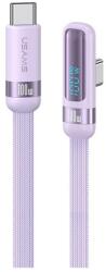 USAMS adatkábel Type-C - Type-C 100W 90° LED 120cm lila US-SJ653 SJ653USB04 (SJ653USB04)