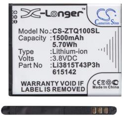 Cameron Sino Li-Ion akku 3.8V/1500mAh, ZTE Li3815T43P3h615142 kompatibilis, FEKETE (CS-ZTQ100SL)