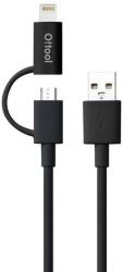 OZAKI USB Lightning és Micro USB Töltő/adatkábel Fekete 1m OT227BK (OT227BK)