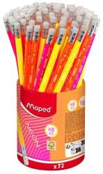 Maped Black Peps Neon Grafitceruza radírral HB 72 vegyes szín (853789FC)