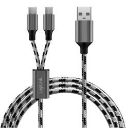 LogiLink USB 2.0 Type C USB 2.0 Type C + microUSB Átalakító Fekete-Fehér 1.2m CU0202 (CU0202)