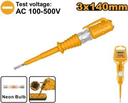 INGCO Surubelnita Control HSDT1408 - 100-500V AC, 3x140 mm, Varf Drept, Tester Tensiune Electric (HSDT1408) Surubelnita