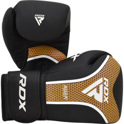 RDX Mănuși Box RDX Aura Plus T-17 Piele Maya Hide MG-3 - Negru/Auriu, 10oz (BGR-T17BGL-10oz)