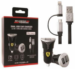 Ferrari Husa Ferrari charger FEBCCCBUNBK 2in1 MFI Lightning/micro USB black/black - vexio