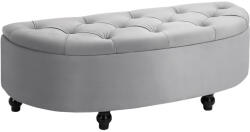 HOMCOM Tárolópad, Kárpitozott pad bársonyhatású bevonattal, tárolósláda falábakkal, 120 x 46 x 42 cm, szürke (831-410)