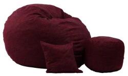  Pufrelax King Size Babzsák fotel + Lábtartó puff + Párna - Textil huzat - Memory Mix szivacspehely töltet - Vörösbor