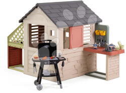 Smoby Căsuță cu grătar Nature Playhouse&Kitchen Life Smoby cu bucătărie extensibilă cu filtru UV de la 24 luni (SM810306-Q) Casuta pentru copii