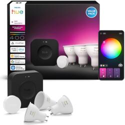 Philips Hue Kit Start Philips Hue Bridge Pro cu 3 Spoturi LED GU10 Smart, Alb si Colorat (929003666514)