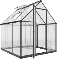 Outsunny Seră de grădină din aluminiu și policarbonat, seră cu fereastră reglabilă și ușă batantă, rezistentă la intemperii, transparent | Aosom Romania (84H-453V00BK)