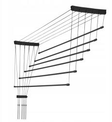 Kadax Mennyezeti ruhaszárító, KADAX, Acél, 6 rúd, 120 cm, Fekete (27324) Ruhaszárító