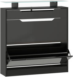 HomCom Dulap pentru pantofi, 2 uși rabatabile, 1 sertar glisant, 1 blat, 89x23x96cm, Negru | Aosom Romania (837-164V00BK) Pantofar
