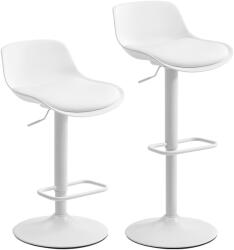 HOMCOM Set de 2 Scaune de Bar Rotative cu Spătar și Înălțime Reglabilă Alb | Aosom Romania (83A-346V00WT)