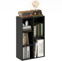 HOMCOM Bibliotecă raft de depozitare 2 niveluri cu 5 compartimente, pentru sufragerie dormitor birou, 50x24x80cm, negru | Aosom Romania (836-597V00BK) Biblioteca