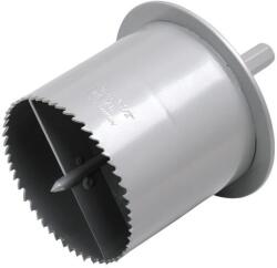 Bimetál koronafúró homlokzatokhoz, 89 mm átmérő, 4/6 tpi, keményfém kaparóval és 90 mm-es mélységhatárolóval