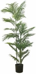  Mesterséges Areca növény, 150 cm, hosszú zöld levelekkel és valósághű részletekkel, beltéri használatra, fekete cserépkel együtt