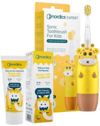 Nordics Set - Periuță de dinți sonică pentru copii Giraffe, galbenă + Pastă de dinți pentru copii, 50 ml