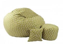  Pufrelax King Size Babzsák fotel + Lábtartó puff + Párna - Textil huzat - Memory Mix szivacspehely töltet - Zippity Green
