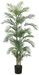  Mesterséges Areca Pálma 90 cm, hosszú zöld levelekkel és valósághű részletekkel, beltéri használatra, fekete cseréppel együtt