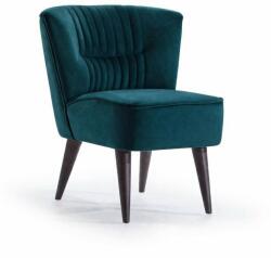 Ginger Home Paris fotel - modern bársony karosszék türkizkék színben, fa lábakkal, kényelmes nappali és relax fotel 63x65x75 cm (3630333)
