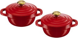 Tefal Set 2 oale mini cu capac Tefal Air, inductie, aluminiu turnat, invelis ceramic, compatibile cu cuptorul pana la 250°C, 11 cm, 0.45 L, rosu (3168430342705)