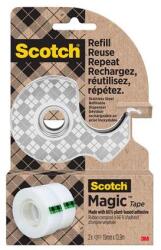 3M Bandă adezivă cu dozator metalic, 2 benzi, 19 mm x 13, 9 m, 3M SCOTCH "Magic", transparentă, 3 buc