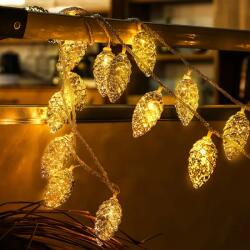  10 led Светлинна линия със златисти шишарки 1, 50 м