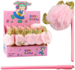 LEAN Toys Rózsaszín pomponos zselés toll (21752)