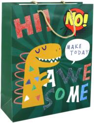 LEAN Toys Zöld dinoszaur mintás ajándéktasak 32x26x10 cm (16736)