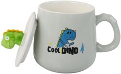 LEAN Toys Kék dinoszaurzos kerámia bögre fedővel és kanállal 350ml (16705)