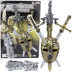 LEAN Toys Zestaw Rycerski 3 Miecze Maska Ochraniacze Realistyczne Zdobienia (24292)