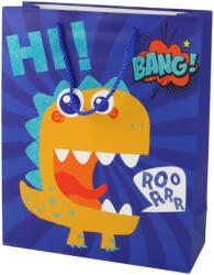 LEAN Toys Sötétkék dinoszaurzos ajándéktasak 41, 5 x 30 x 12 cm (16741)