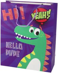 LEAN Toys Lila dinoszaurzos ajándéktasak 32x26x10 cm (16739)