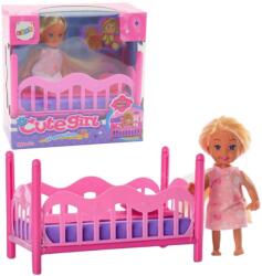 LEAN Toys Mini babaágyas babakészlet rózsaszínben (24839)