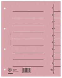Donau Separatoare A4 carton manila 250 gsm cu index 1-10 100 buc roz (DN-8610001-16)