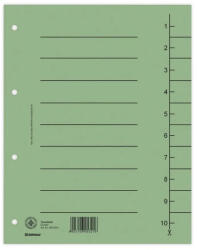Donau Separatoare A4 carton manila 250 gsm cu index 1-10 100 buc verde (DN-8610001-06)