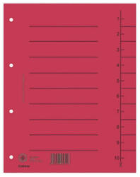 Donau Separatoare A4 carton manila 250 gsm cu index 1-10 100 buc rosu (DN-8610001-04)