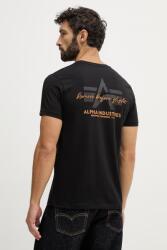 Alpha Industries pamut póló Tonal Logo Print - fekete XXL
