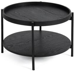 Bonami Essentials Fekete kerek dohányzóasztal tölgyfa dekorral ø 64 cm Hagen - Bonami Essentials