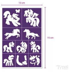TyToo Ponies Póni Mintás Csillámtetoválás Sablon Szett (KQPXX1800442) - hellojatek