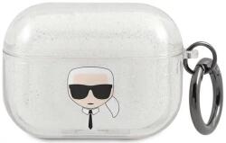 Karl Lagerfeld KLAPUKHGS AirPods Pro acoperă argint Glitter Karl`s Cap (KLAPUKHGS)