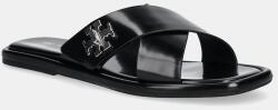 Tory Burch bőr papucs T Lock Cross Band Slide - fekete Női 39
