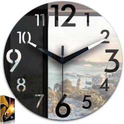 ModernClock Sigma falióra fekete-tükrös 3D számok Csendes mechanizmus Stílusos